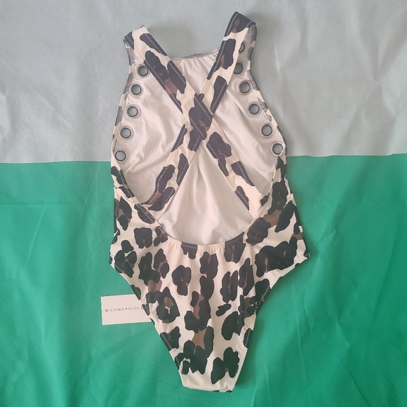 Solid & Striped Animal Print 1piece Swimsuit Sz S - Picture 7 of 8